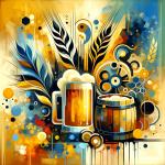 DALL·E 2023-11-12 16.40.26 - A modern art painting depicting the theme of beer. The artwork should reflect contemporary art styles, possibly incorporating abstract, minimalistic, .png